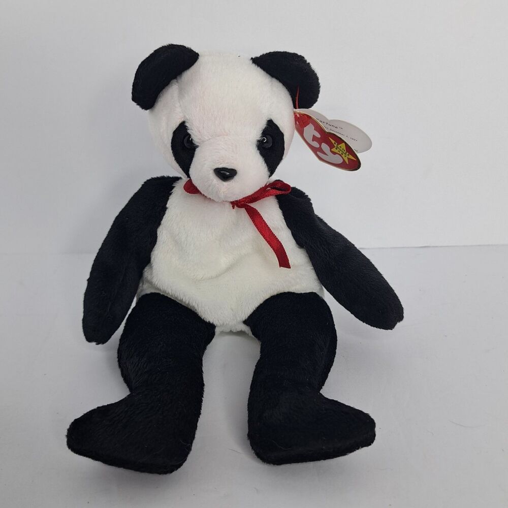 Ty Beanie Baby Fortune The Panda Bear 1997 Retired Plush Stuffed Animal Toy w/